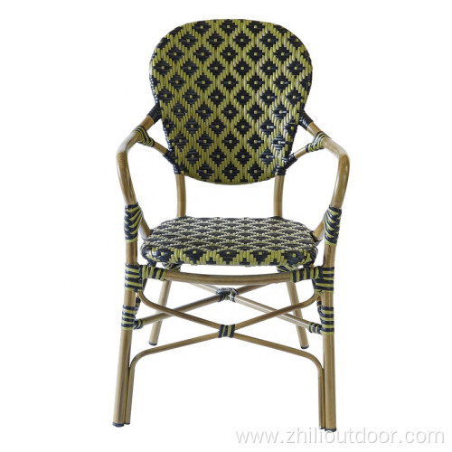 Garden Aluminum French Rattan Bistro Chairs